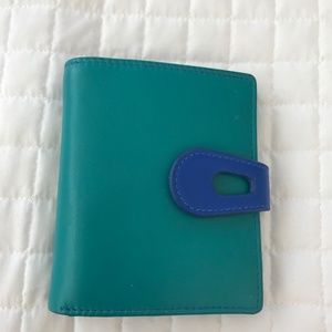 Ili Genuine Leather Wallet Aqua/Dark blue